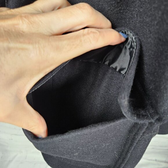 Gap Wool Blend Hooded Duffle Pea Coat Womens M Navy Black Winter Heavy Warm - Picture 9 of 16